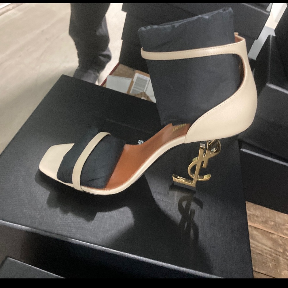 Elegant Cream and Black YSL Heels